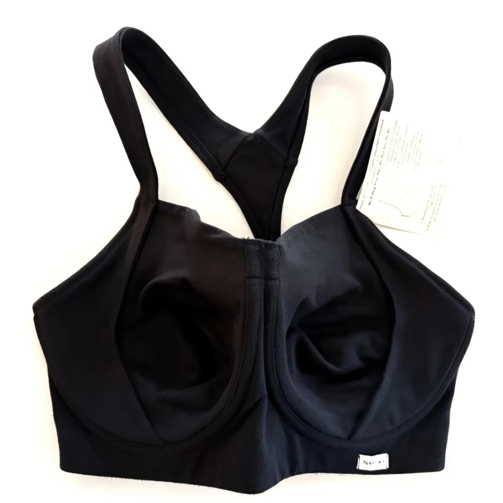 Natori NWOT Black Stretch Cotton Sports Bra Racerback, Max Support 34DD 34E - Picture 3 of 6